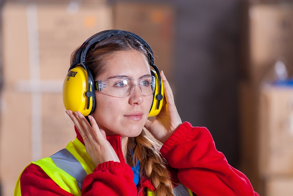 woman with earcover